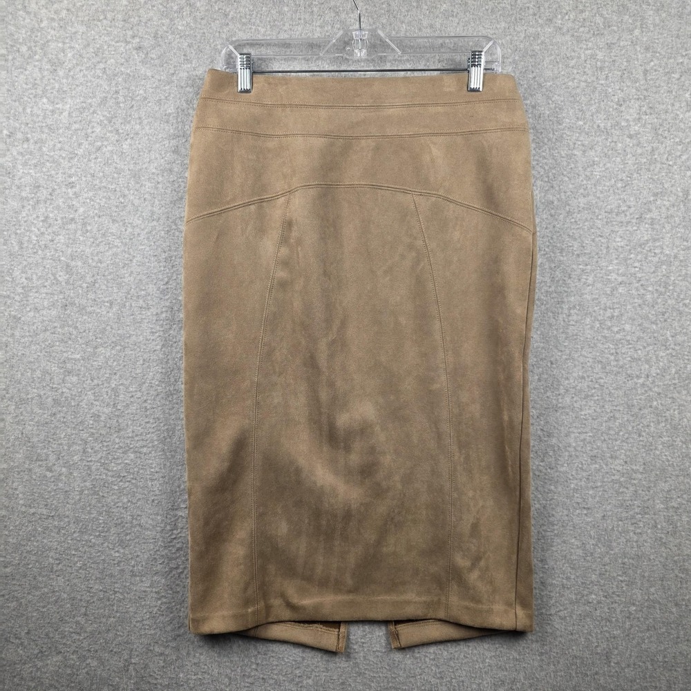 Marc New Yorkโ Skirt Womens Medium Beige Faux Suede Western Midi Lined Stretch